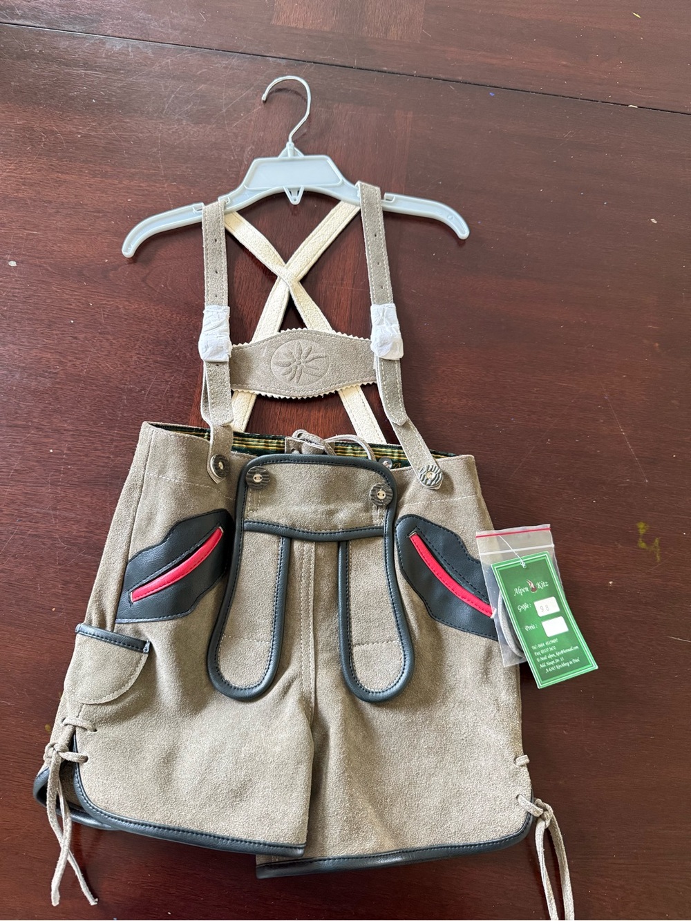 Kids Traditional Tan Lederhosen Shorts with Suspenders